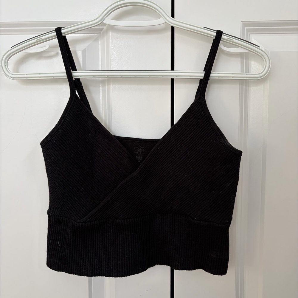 Black Ribbed Women's Crop Top